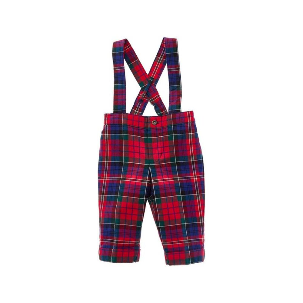 Janie And Jack Baby Tartan Suspender Pant, Red